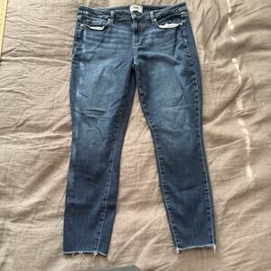 Paige Womens Jeans Med Rise Dark Wash Frayed Hem Verdugo Ankle 34x27